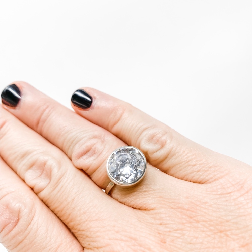 Silpada large CZ sterling silver ring size 6